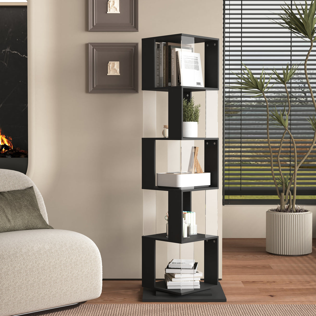 360° Rotating Bookshelf with Acrylic Plate
