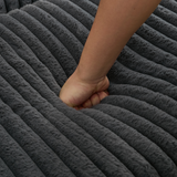 Oversized Corduroy Chaise Lounge with Ottoman in Dark Gray