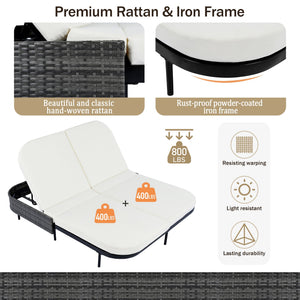 TREXM Outdoor Daybed with Adjustable Backrest
