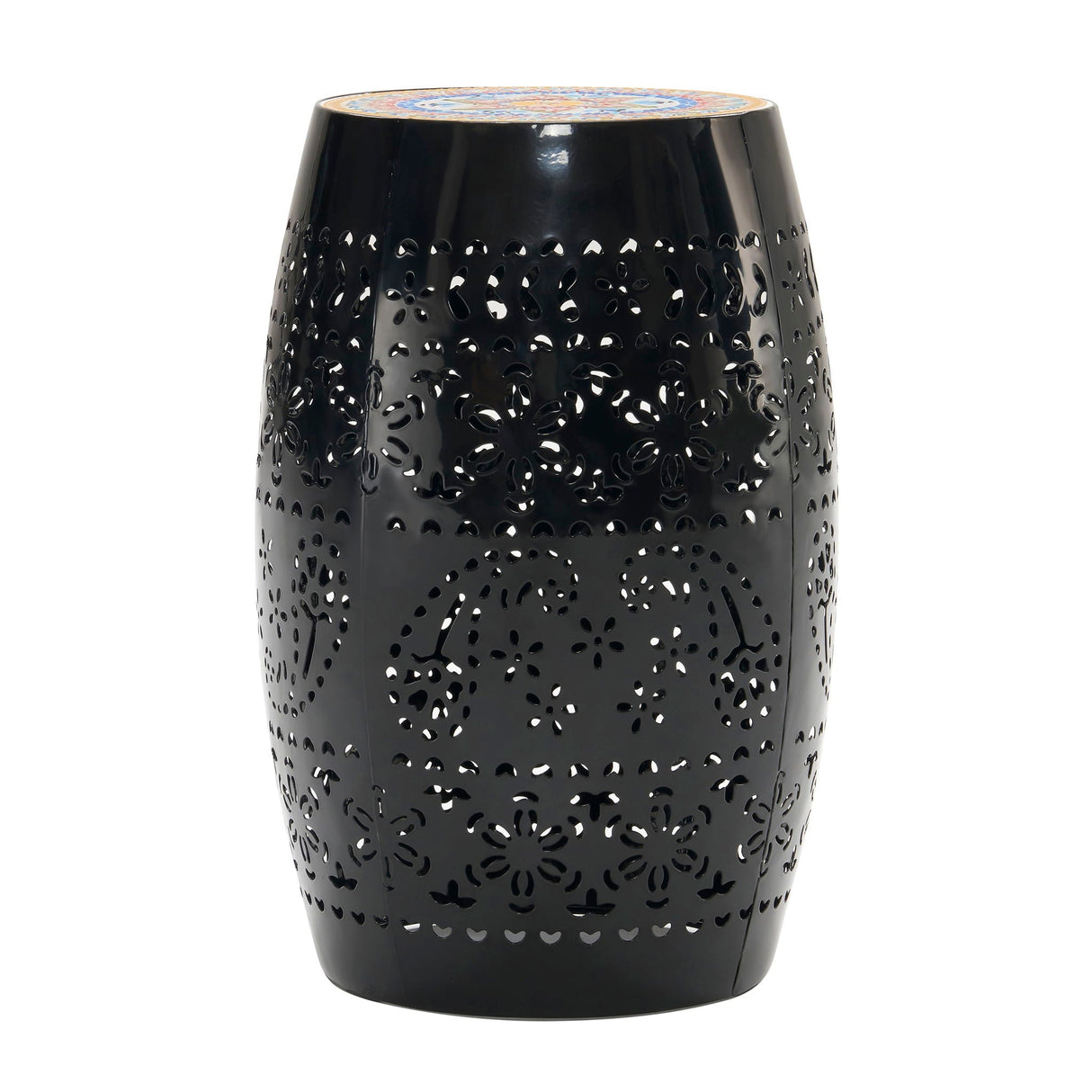 Ruby Boho Mosaic Side Table with Ceramic Tile Top