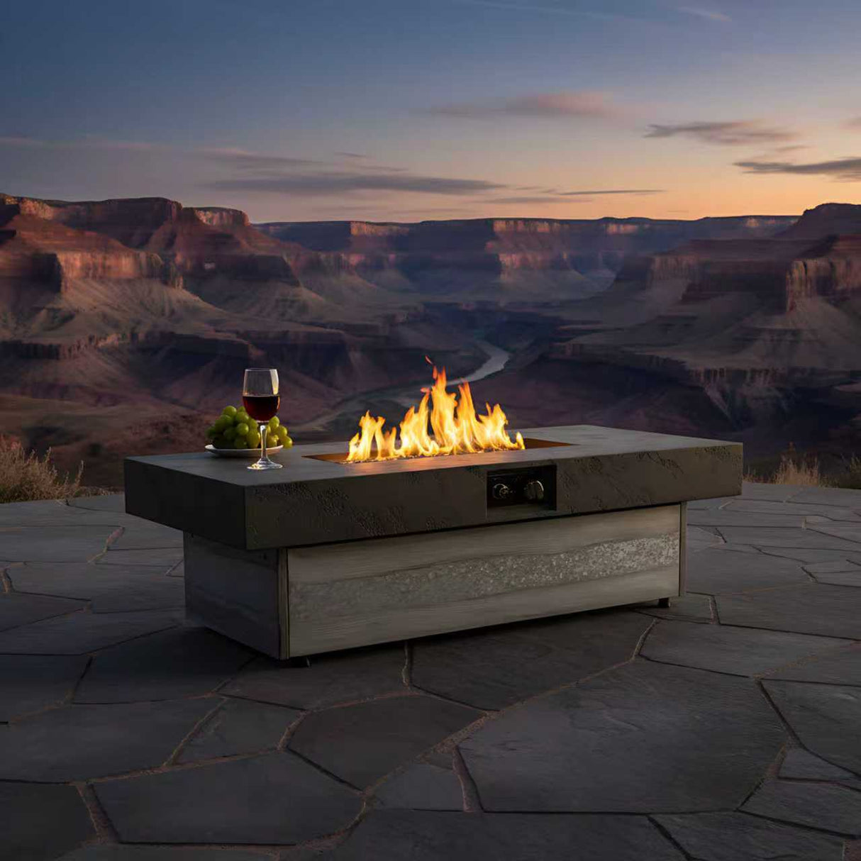 Outdoor Firepit Table, 48 x 24 Inch Rectangle Fire Pit Table