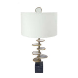 Smoke Agate-Slice Table Lamp with Marble Base