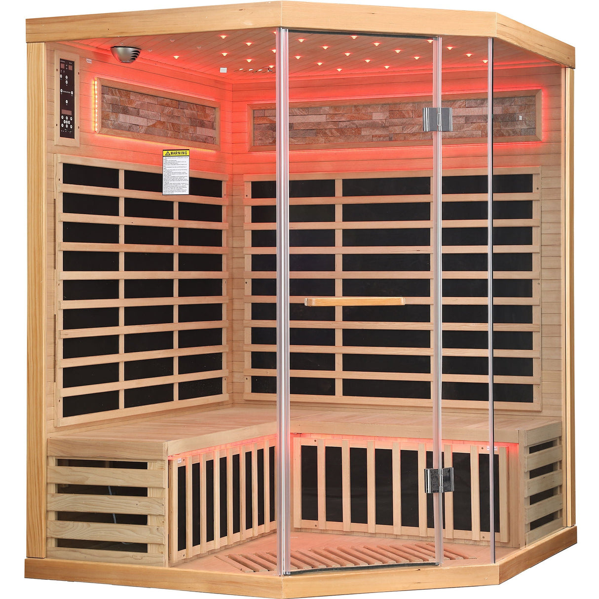Pentagonal Sauna Room With Carbon Heating Plates - American White Oak