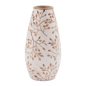 Botanical Pattern Ceramic Vase 8"H