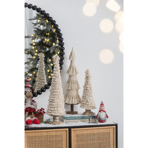 D5.1x21.7" Fringes Embellished Cone With Wooden Base