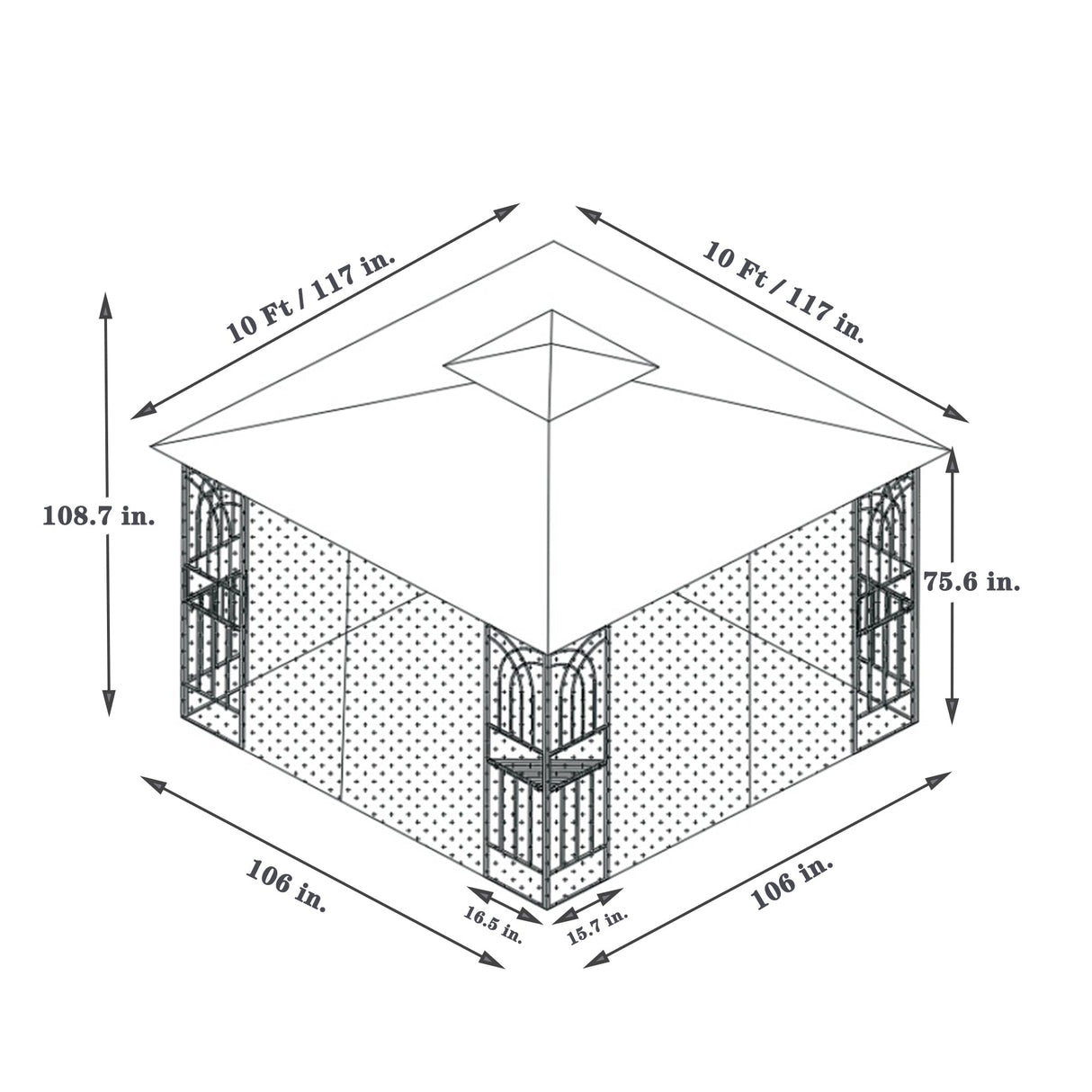 Gazebo tent with double roof & mosquito net