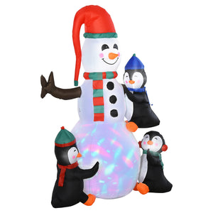 HOMCOM 6' Christmas Inflatable Snowman with Penguins