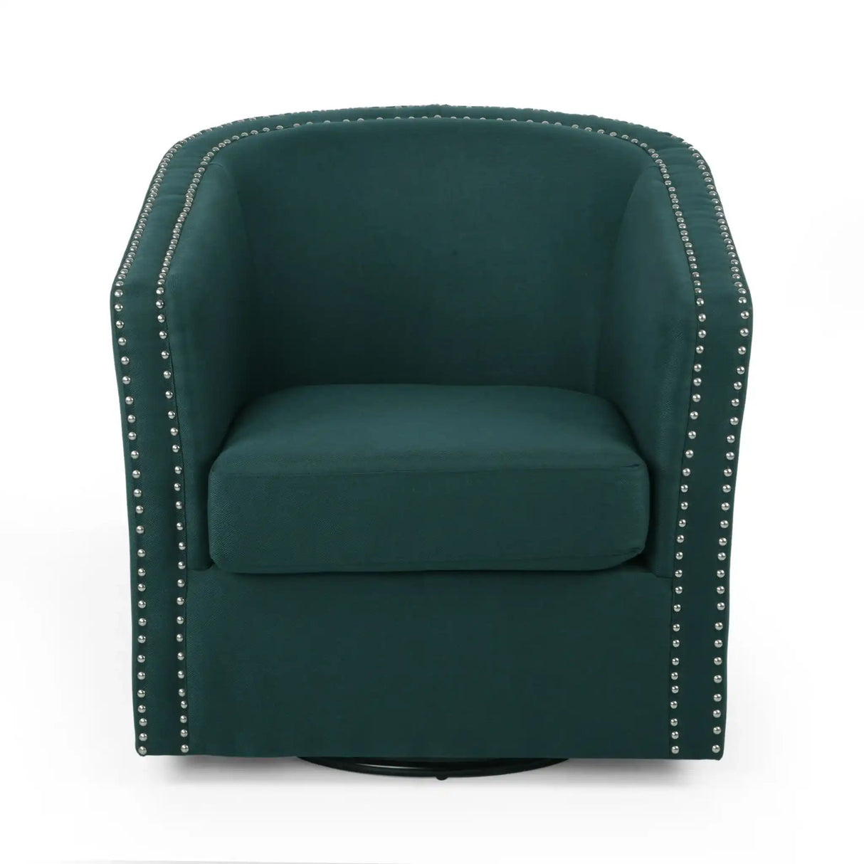 Modern Upholstered Swivel Club Chair With Nailhead Trim