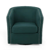 Modern Upholstered Swivel Club Chair With Nailhead Trim