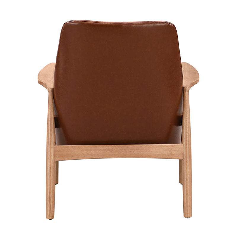 U-Can PU Leather Accent Chair Set of 2 Mid-Century Modern Armchair with Solid Wood Frame