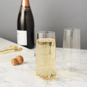 Seneca Crystal Faceted Stemless Flute Glasses Viski®