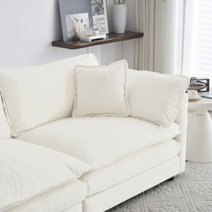 2-Piece White Chenille Sofa Set for Living Room