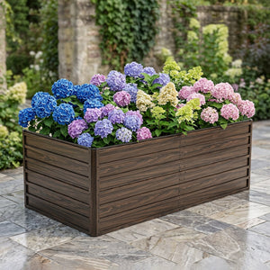 Walnut Raised Metal Garden Bed Kit with Safety Edging - 74.6" x 35.4" x 25"