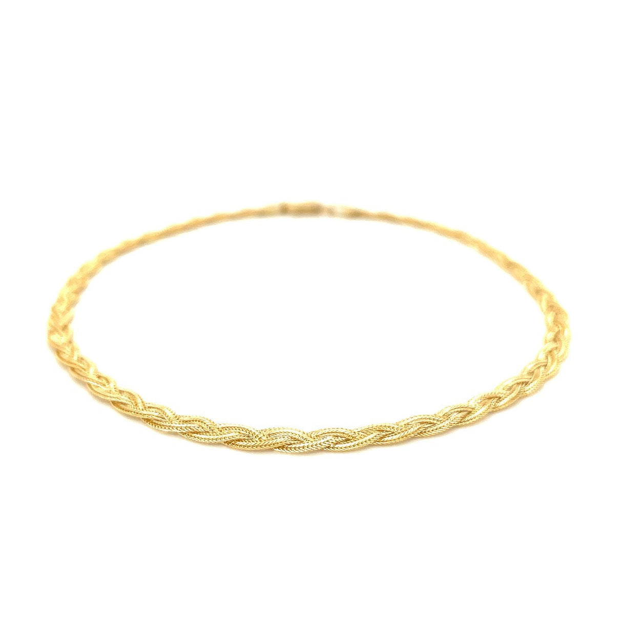 3.5mm 14k Yellow Braided Foxtail Anklet