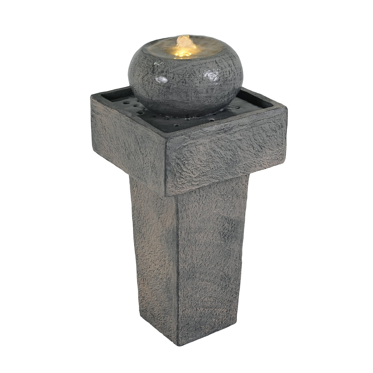 25.59'H Minimalist Concrete Column Fountain with LED Lighting