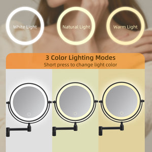 Rechargeable Wall Mounted Makeup Mirror 8'' Magnifying Mirror
