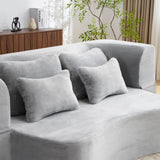 Queen Size Modern Light Grey Floor Sofa with 4 Pillows