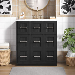 Bathroom Vanity With Undermount Sink and Soft-Close Doors - Blue or Black