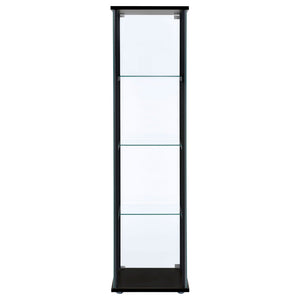 Cyclamen 4-shelf Clear Glass Curio Display Cabinet Black