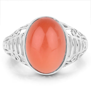 6.00 Carat Genuine Peach Moonstone .925 Sterling Silver Ring