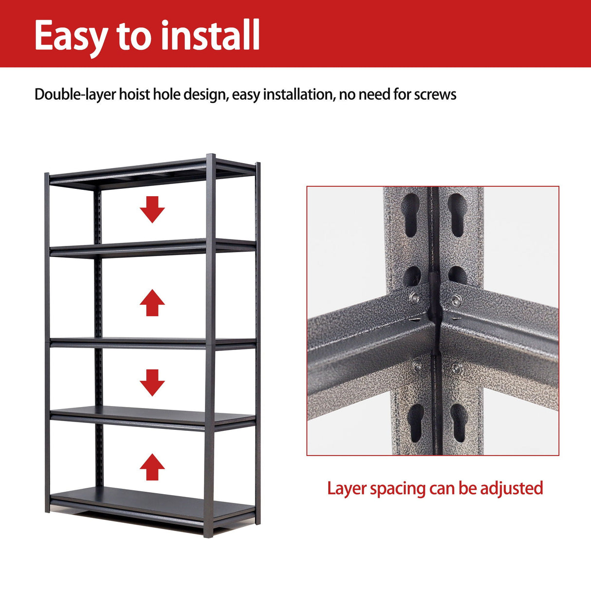 Industrial Heavy Duty Metal Garage Shelving Unit, Adjustable Storage Rack