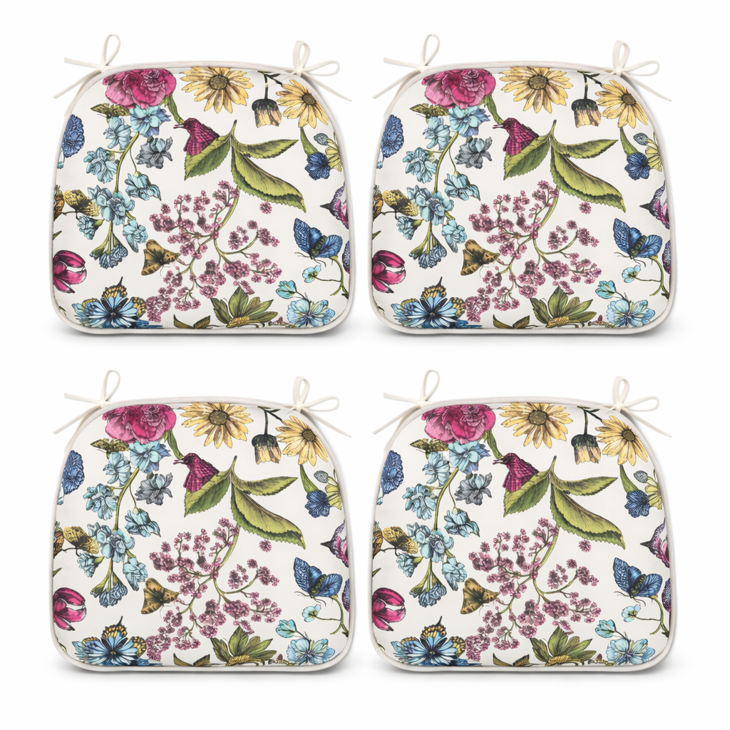Outdoor Patio Chair Cushions, Water-Repellent U-Shape Foam - Botanical Floral Print