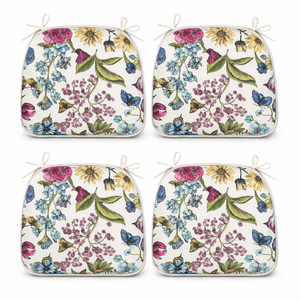 Outdoor Patio Chair Cushions, Water-Repellent U-Shape Foam - Botanical Floral Print