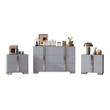 3-Pieces Sets, Elegant 6 Drawers Dresser and Two Nightstands