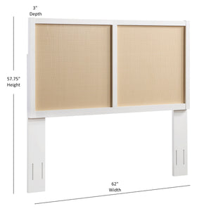 Barkley Cane and Solid Wood Headboard in White with Adjustable Height for Queen/Full Beds