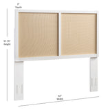 Barkley Cane and Solid Wood Headboard in White with Adjustable Height for Queen/Full Beds