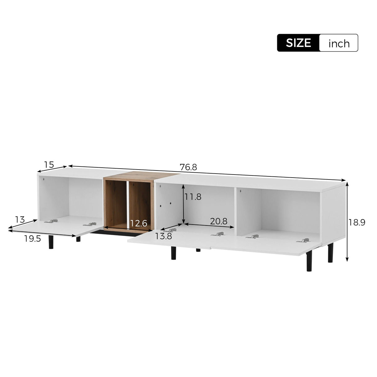 TV Stand With 3 Doors Media Console Table