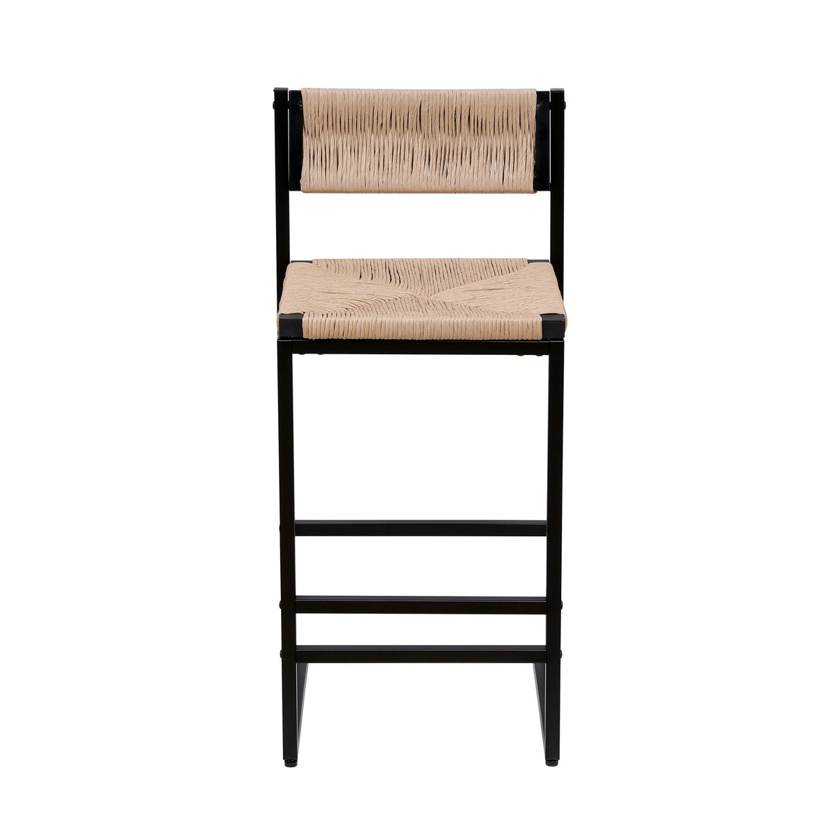 Bar Stools Paper Rope Weave Dining Chairs With Back Hand Weave Stools For Kichen Island, Bar & Counter (Set of 2)