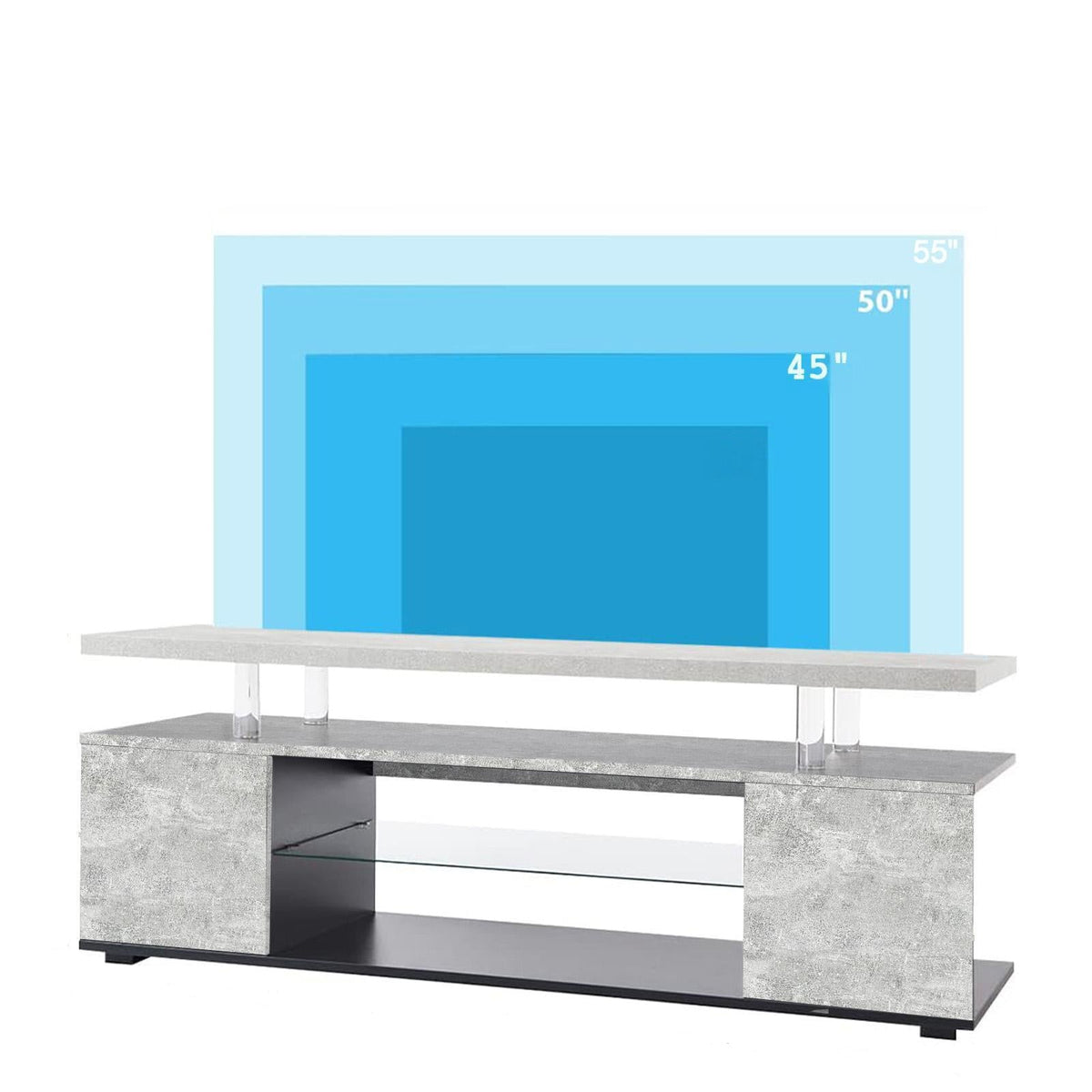 TV Stant With LED And Large Side Cabinet