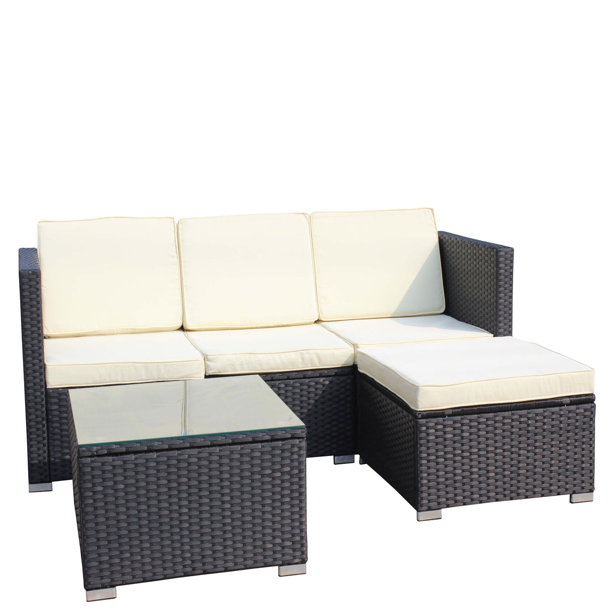 Outdoor 5-Piece PE Rattan Wicker Patio Sofa Set with Coffee Table