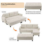 The Ashely Reversible Chenille Sectional Sofa with USB Charging Ports and Convertible Ottoman