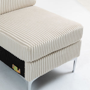 Single Couch Modular Armless Accent Chair With Back Cushion