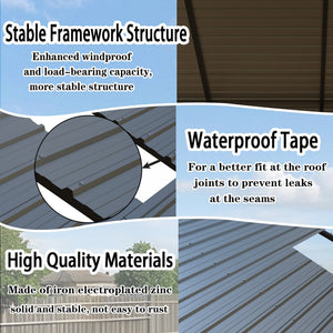 Heavy Duty Carport 20 x 20 Shelter with Galvanized Frame - Grey