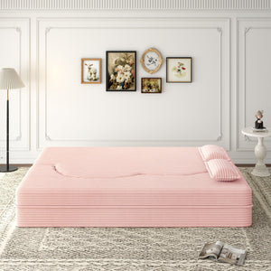 Convertible Foam-Filled Sleeper Sofa Bed With 2 Pillows