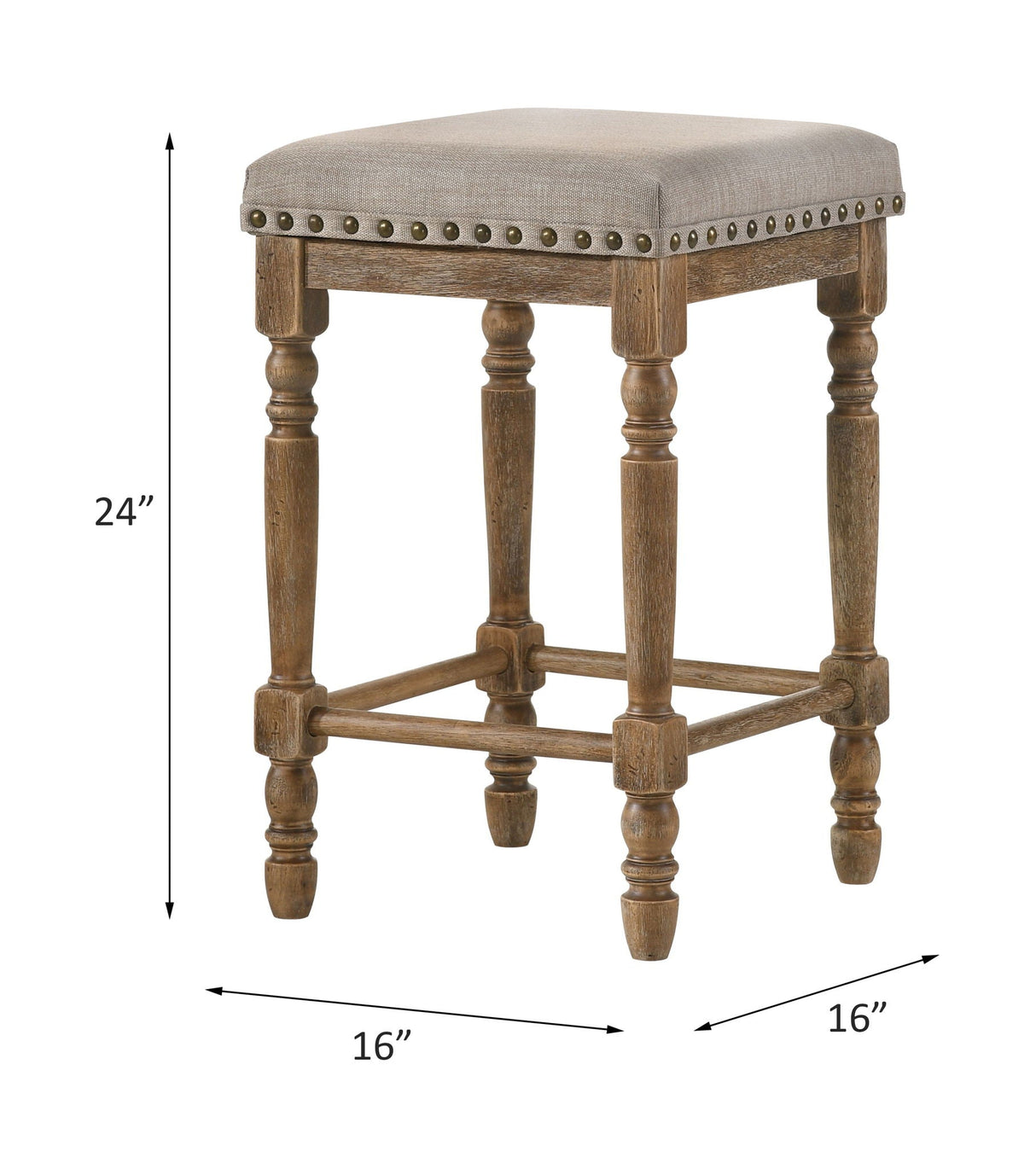 Farsiris Weathered Counter Height Stool Set 2 Beige