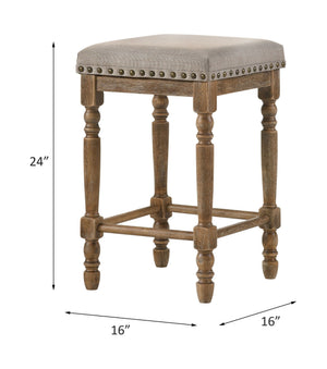 Farsiris Weathered Counter Height Stool Set 2 Beige