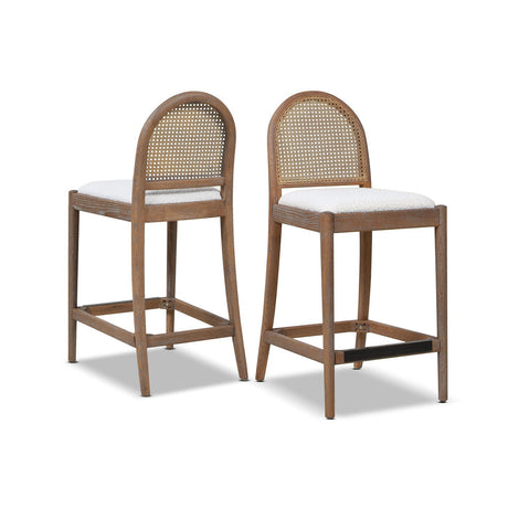 Arlin Upholstered Stool with Curved Back and Footrest, Set of 2