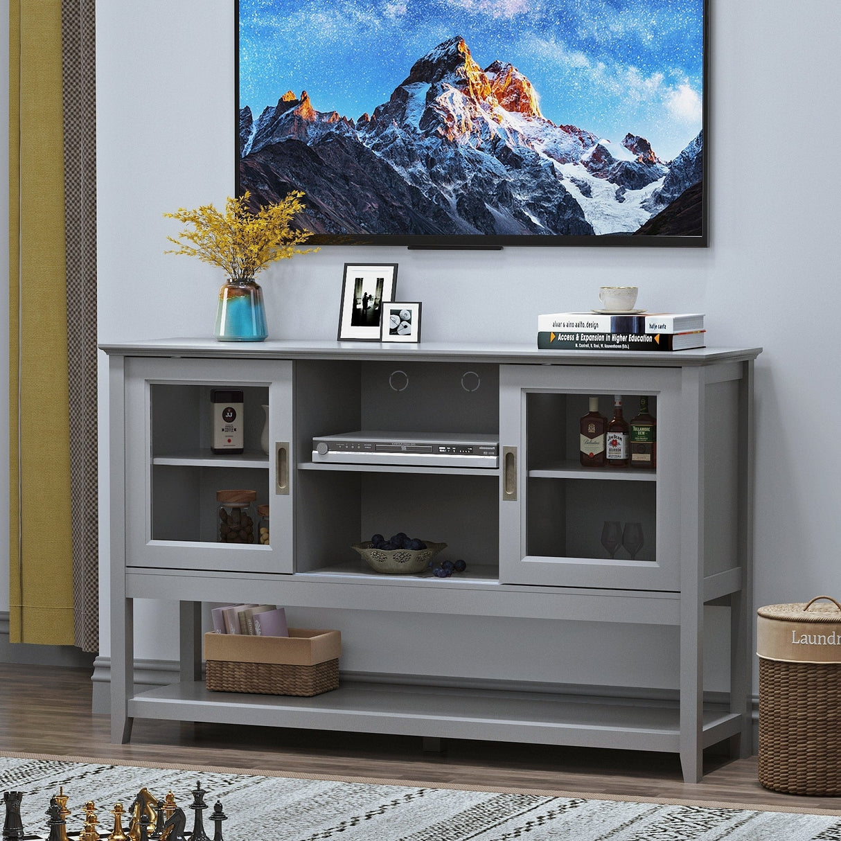 Sideboard Buffet Table with DoorsGrey