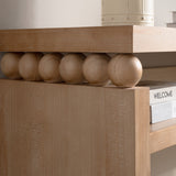 Modern Rustic Console Table – 59” Wood Entryway Table with Shelf & Decorative Bead Detail