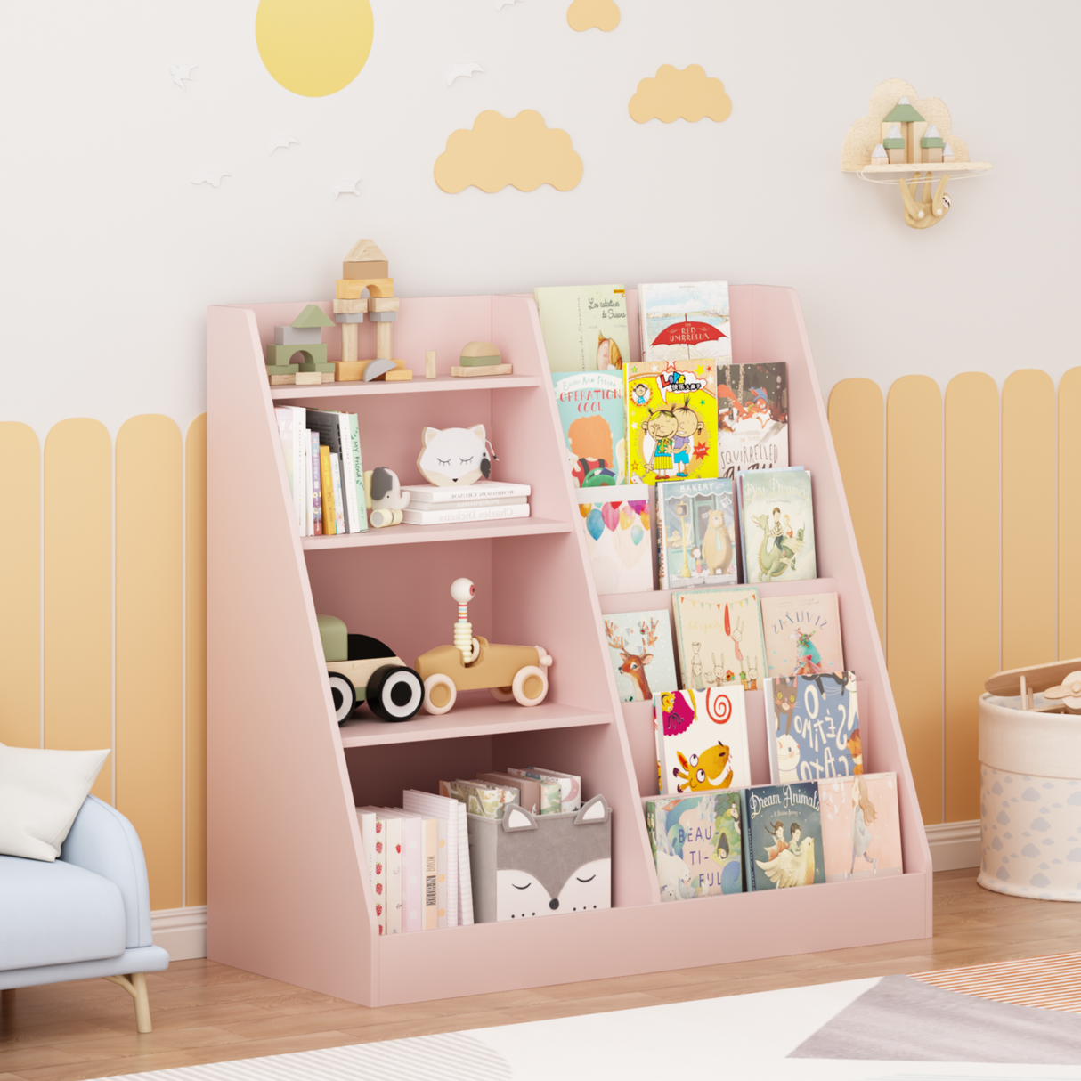 Kids Bookshelf and Toy Storage Organizer