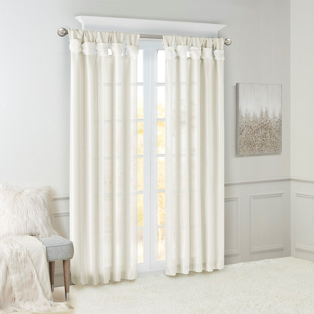 Twist Tab Lined Window Curtain Panel White 50x95'