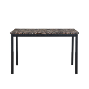 Furniture 5 Piece Metal Dinette Set with Faux Marble Top - Black
