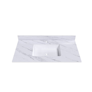 Bianco Carrara Venato Marble Vanity Top With Pre Drilled Faucet Hole And Undermount Sink