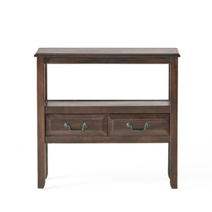 End Table in Brown Acacia Wood with Drawers