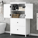 White Storage Cabinet with Adjustable Shelf and Drawers