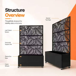 Leaf Pattern Privacy Screen with Planter Box